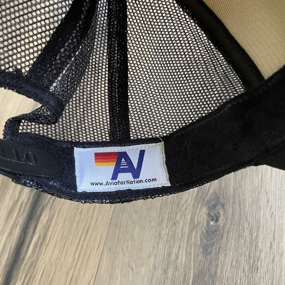 Aviator Nation Smiley Face Snapback Mesh Back Trucker Hat Black Yellow EUC - Picture 8 of 9